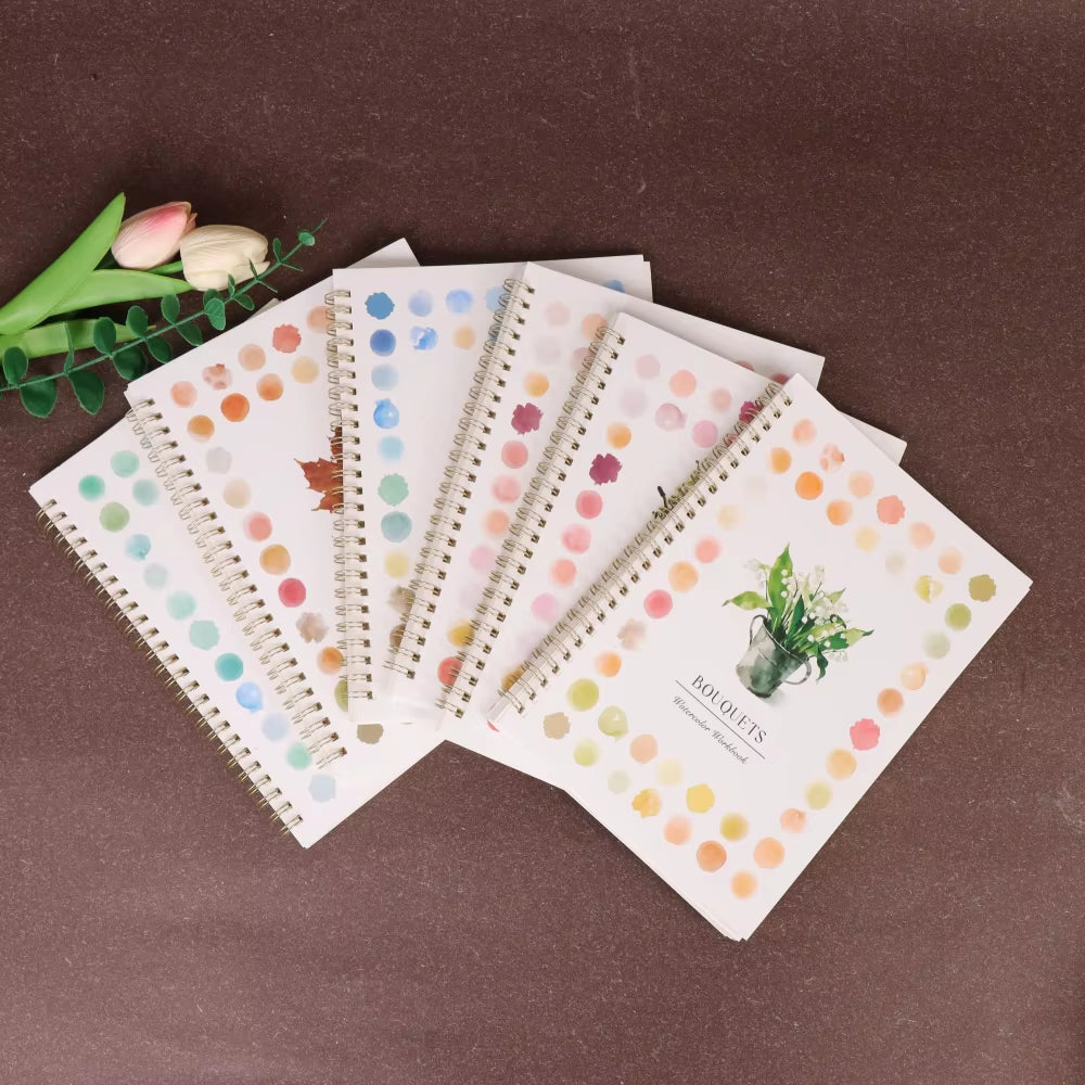 1/6Pcs Adult Watercolor Painting Book with Spiral Binding, Adult Art Activity, Watercolour Journal, Watercolor Coloring Book