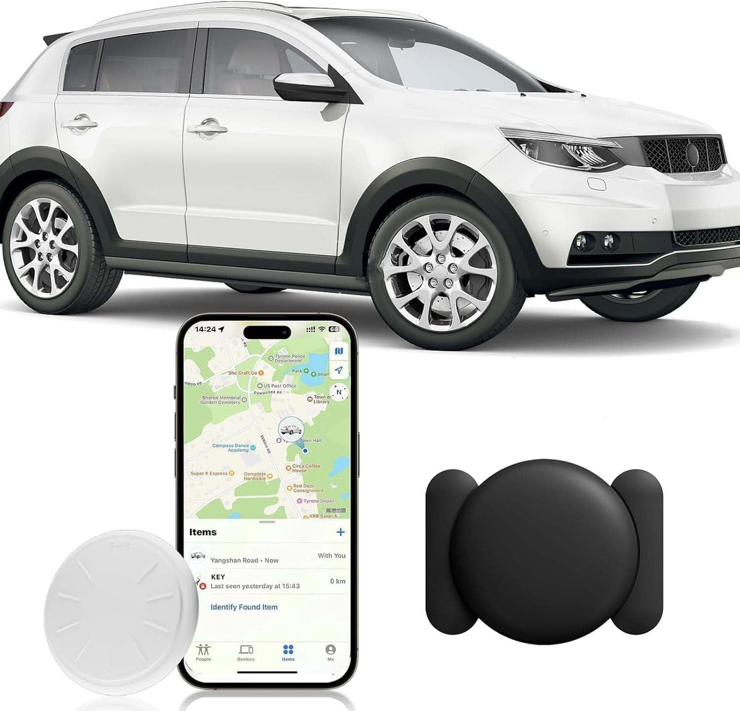 GPS Tracker for Vehicles, 1PCS Mini GPS Tracker with Magnetic Case, Work with Find My (Ios Only), No Monthly Fee Car GPS Tracker (Black)