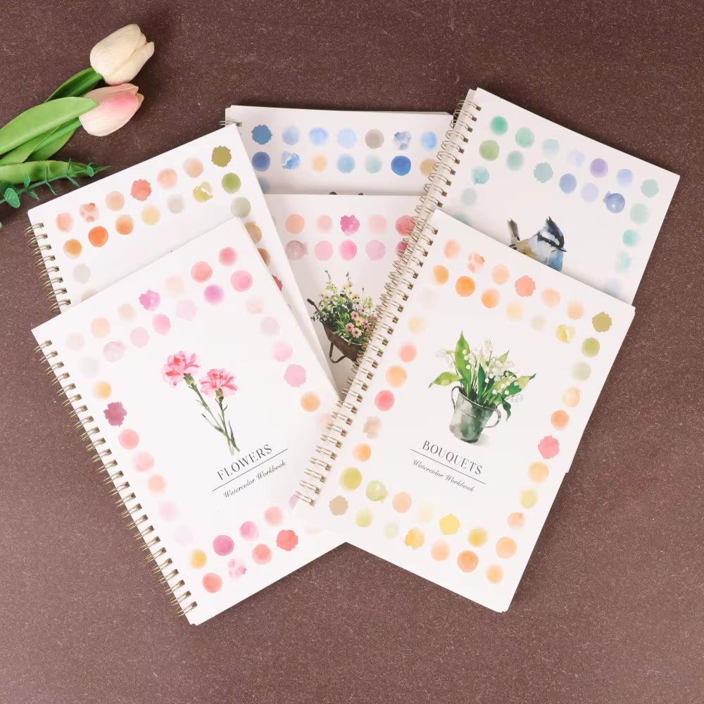 1/6Pcs Adult Watercolor Painting Book with Spiral Binding, Adult Art Activity, Watercolour Journal, Watercolor Coloring Book