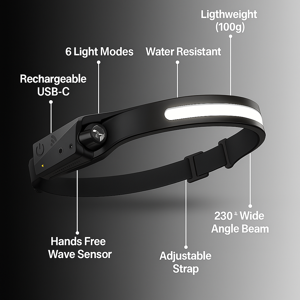 PeakBeam™ Ultra Bright Rechargeable Headlamp