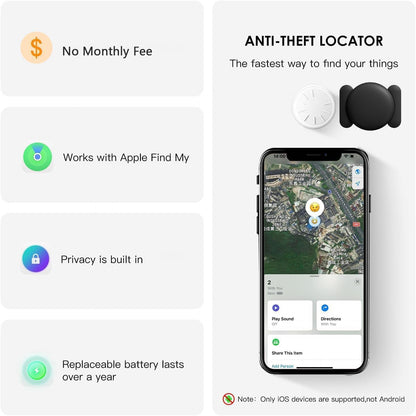 GPS Tracker for Vehicles, 1PCS Mini GPS Tracker with Magnetic Case, Work with Find My (Ios Only), No Monthly Fee Car GPS Tracker (Black)