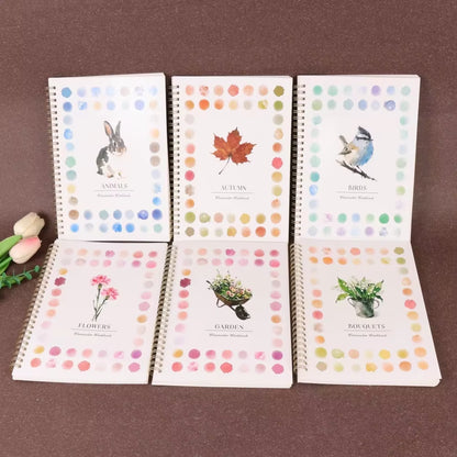 1/6Pcs Adult Watercolor Painting Book with Spiral Binding, Adult Art Activity, Watercolour Journal, Watercolor Coloring Book